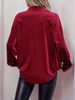 Top Simple And Versatile Solid Color Lapel Lantern Sleeve Shirt_ecoleips.com