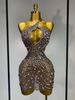 Sexy Sparkly Diamond Backless Short Dress 2025 Women Sleeveless Mesh See Through Evening Birthday Gown Singer Stage Outfit X47U_ecoleips.com