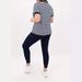 Women's Striped Casual Top Two Piece Set with Solid Color Pocket Slim Fit Trousers Short Sleeved Top Elastic Waist_ecoleips.com