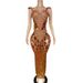 Diamond Mirror Dress Elegant Red Carpet Gown With Rhinestone Lens Design Spaghetti Straps Slim Waist And Flattering Fit Women's Party Wear_ecoleips.com