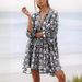 Women's Clothing New Retro Flower Skirt Pullover Strap Split Loose Bat Sleeve Dress Short Sleeve_ecoleips.com