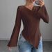 Women's V-Neck Long-Sleeve T-Shirt – Classic & Comfortable (White/Black/Brown, S-XXL)_ecoleips.com