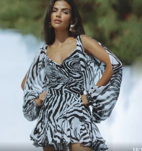 Women's Clothing Spring Dress Sexy Hot Girl Hollow Lantern Sleeve V Neck Off Shoulder Dress Short Skirt_ecoleips.com