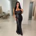 Women's Clothing Sexy Tube Top Dress Satin Splicing Sequin Fishtail Dress Female Dress Long Skirt_ecoleips.com