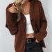 Aria Basics Aria Basics 2024 European And American Autumn/Winter New Drawstring Knit Cardigan Jacket Women, Solid Color Hooded Single-Breasted_ecoleips.com