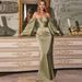 Women's Clothing Elegant Off-Shoulder Long Sleeve Dress High Waist Side Slit Bodycon Evening Gown Wedding, Party(Available In 7 Colors, Sizes US2-26W)_ecoleips.com