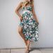 Women's Clothing New Suspender Skirt Island Style Tropical Plant Print Dress_ecoleips.com