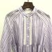 Style 2023 French Fashion Elegant Purple Striped Long Puff Sleeve Tie-Waist Shirt Dress_ecoleips.com
