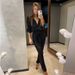 Women's Clothing New Solid Color Fashion V Neck Long Sleeved Sparkling Sequin Waist Jumpsuit_ecoleips.com
