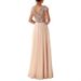 New Spring And Summer European And American Sleeveless Dress V Neck Sequin Temperament Chiffon Splicing Evening Dress_ecoleips.com