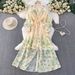 Women's Retro Print V-Neck Dress Lantern Sleeve Single-Breasted Tie Waist Elegant Long Dress For Spring/Autumn Casual Chic_ecoleips.com