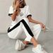 Women's Summer Casual Two Piece Set Auspicious Cloud Print Short Sleeve Crew Neck T-Shirt And Sweatpants_ecoleips.com