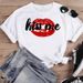 Cross-border Plus-size Harajuku-style Printed Loose Colorful Lip Print Short-sleeve Women's T-shirt_ecoleips.com