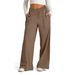 Women's Clothing Women's Slim Waist Wide Leg Trousers Style Drawstring Solid Color Casual Fashionable Bottoms_ecoleips.com