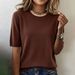 2026shein Cross-border European And American Independent Site Short-sleeved Round-neck Casual Sweater New_ecoleips.com