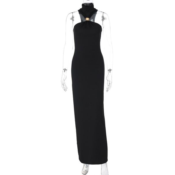 French Style Hot-Selling Women's Fashion 2025 Summer New Fashionable Elegant Slim High Neck Sleeveless Split Dress_ecoleips.com