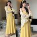 Autumn New Korean Fashion Stretch Camisole Dress + Sun Protection Cardigan Two-Piece Set For Pregnant Women_ecoleips.com