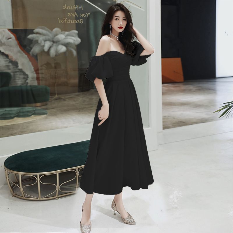 Women's White Evening Gown Elegant Off-the-Shoulder Dress Sophisticated Banquet Wear Suitable For Everyday And Birthday Occasions New_ecoleips.com