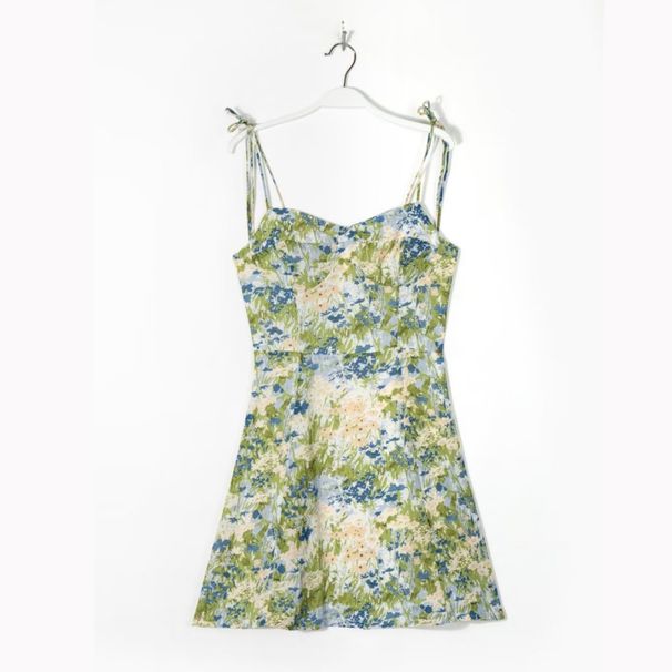 YPFF Trendy Women's Fashion European And American Style Printed Slim Fit Strap Short Floral Sweet Age-Reducing_ecoleips.com