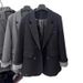 girl Girl Girl 2025 New Korean Style Inner Cotton-Padded Blazer Down Jacket For Women Winter Small Size Rolled Sleeve Elegant Wool Coat_ecoleips.com