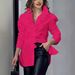 New Abstract Print Puff Sleeve Ruffle Collar Women's Shirt_ecoleips.com
