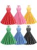 Women's Vintage High-Waist Polka Dot Party Dress Summer 50s Style Robe Beachwear Large Size Female Clothing With Belt_ecoleips.com