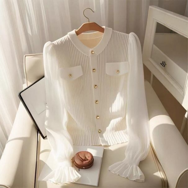 Women's Clothing Popular Beautiful White Knitted Cardigan Spring And Summer Design Sense Of Western Tops_ecoleips.com