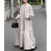 Plus Size Women's Casual Long Sleeve Solid Color Dress – Soft Polyester Fabric, Flowy A-Line Silhouette, Elegant Round Neck & Puff Sleeves_ecoleips.com