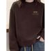 European-style Round-neck Fleece-lined Thickened Coffee-colored Sweatshirt For Women, New Autumn And Winter Model, Loose_ecoleips.com