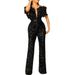 2025 Spring/summer New European And American Women's Sexy Fish Tail Sequin Jumpsuit Deep V Slim Fit Feather Dress Skirt_ecoleips.com