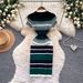 Women's Clothing Style Color Block Striped Knit Dress For Women Slim Fit Short Sleeve Elegant A-Line Skirt Summer Commuting Dress_ecoleips.com