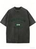 Women’s Vintage Style Oversized T-Shirt, Washed Casual Streetwear Tee For Spring & Summer_ecoleips.com