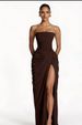 Women's Clothing Women's Sexy Strapless Dress Yellow Slit Elegant For Formal & Casual For Women Elegant Strapless Long Dress_ecoleips.com
