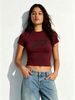 Abstract Swirling Star-shaped Cropped T-shirt, Women's Slim-fit Round Neck High-waisted Top, Basic Casual Short-sleeved Style._ecoleips.com