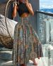 Fashion Cotton Women Floral Print Skirt Side Tie Beach Skirts Summer High Waist Wrap Flower Long Skirt_ecoleips.com