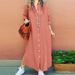Women's Casual Plus Size Women's Dress Cotton And Linen Shirt Long Skirt Casual Long-sleeved Cardigan Dress_ecoleips.com
