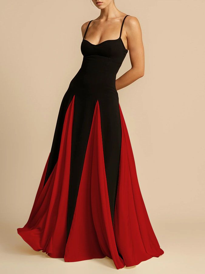 Women’s Clothing Elegant Fashion Sexy Nightclub Trend Off Shoulder Splicing Large Skirt Suspender Dress Ladies Evening Dress_ecoleips.com