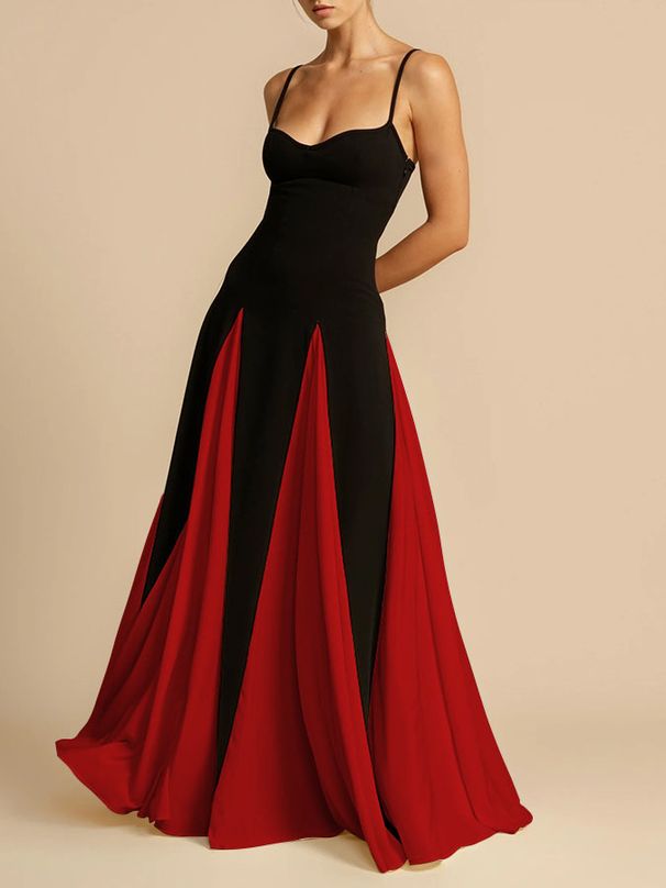 Women’s Clothing Elegant Fashion Sexy Nightclub Trend Off Shoulder Splicing Large Skirt Suspender Dress Ladies Evening Dress_ecoleips.com