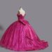 Rose Red Sweetheart Collar Tutu Skirt Adult Ceremony Evening Dress Female Host High Waist_ecoleips.com