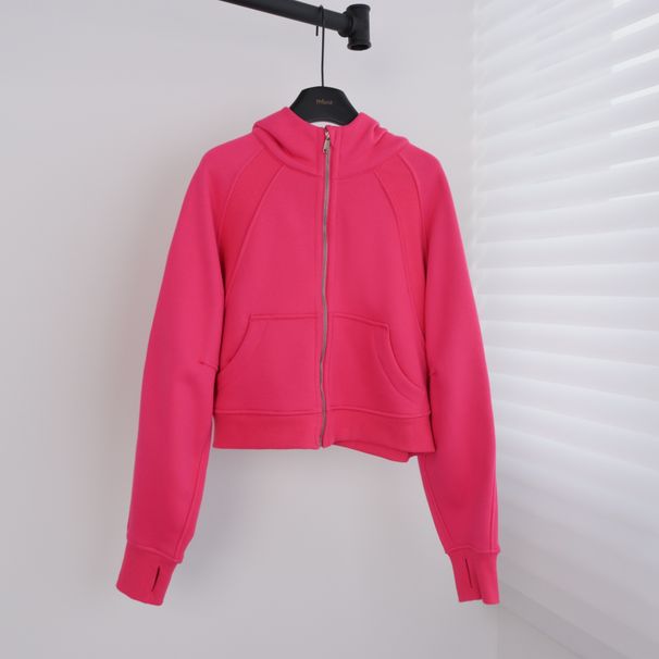 Loose Fitting Fully Zipped Hoodie Women's Sporty Hooded Cardigan Scuba Jacket Fleece Lining Yoga Wear_ecoleips.com