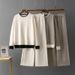 Women's Elegant Color Block Knit Sweater And Slimming Wide Leg Pants Two Piece Set Autumn/Winter round Neck Cross Border European Style_ecoleips.com
