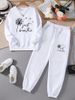 Women's Clothing Women's Autumn Winter Fashion Printed Two Piece Set Casual Long Sleeved Fleece Lined Sweatshirt And Drawstring Jogging Pants_ecoleips.com