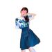 2025 New Oil Painting Blue Short Sleeve T-shirt Women Korean Style Irregular A-line Puffy Half Skirt Set_ecoleips.com