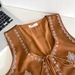 Women's Artistic Retro Style Embroidered Belted Cardigan Vest Heavy Duty Fashionable Short Suede Outerwear Slimming Chic Versatile_ecoleips.com