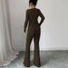Women's Slim Fit Trousers Set Style Fashion Bow Long Sleeved Top Casual_ecoleips.com