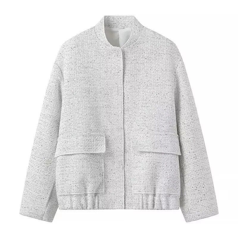 Sequin-Trimmed Stand Collar Jacket – Trendy 3-Color Disco Glam Outerwear For Women (White/Black/Gold, XS-L) | Versatile Streetwear & Party Wear_ecoleips.com