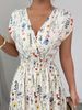 Women's Ditsy Floral V-Neck Sleeveless Waisted Maxi Dress_ecoleips.com