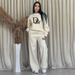 2027 Fashion Tracksuits Women O-Neck Long Sleeve Sweatshirts + Lace-Up Wide Leg Sweatpants Two-Piece Sport Suits_ecoleips.com