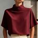 Elegant Mandarin Collar Shirt For Women - Modern Inspired Blouse, Breathable Polyester, Short Sleeve Office Wear, Unique Design_ecoleips.com