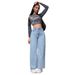 2025 Spring New American Style Wide-Leg For Women Light Wash Loose Slimming Floor-Length Jeans_ecoleips.com